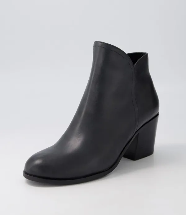 Women ZIERA Luben W Black Leather Ankle Boots