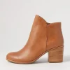 Women ZIERA Luben W Tan Leather Ankle Boots