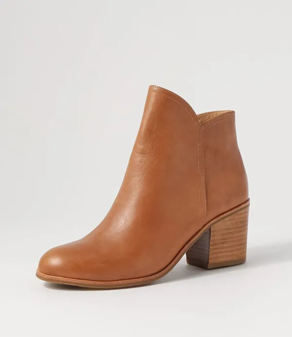 Women ZIERA Luben W Tan Leather Ankle Boots