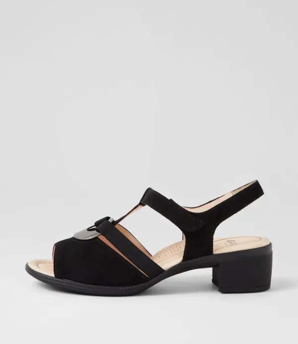 Women ARA Lugano 30 Schwarz Suede Sandals
