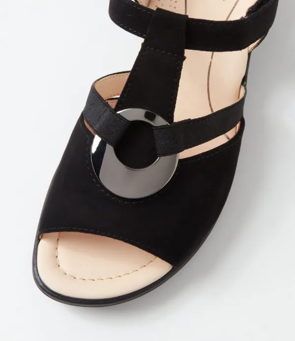 Women ARA Lugano 30 Schwarz Suede Sandals