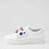 Women DJANGO & JULIETTE Lunit White Bright Jewels Leather Sneakers
