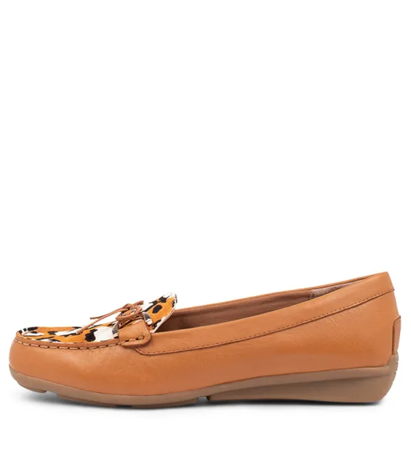 Women SUPERSOFT Lyins Tan Cheetah Pony Leather Flat Shoes