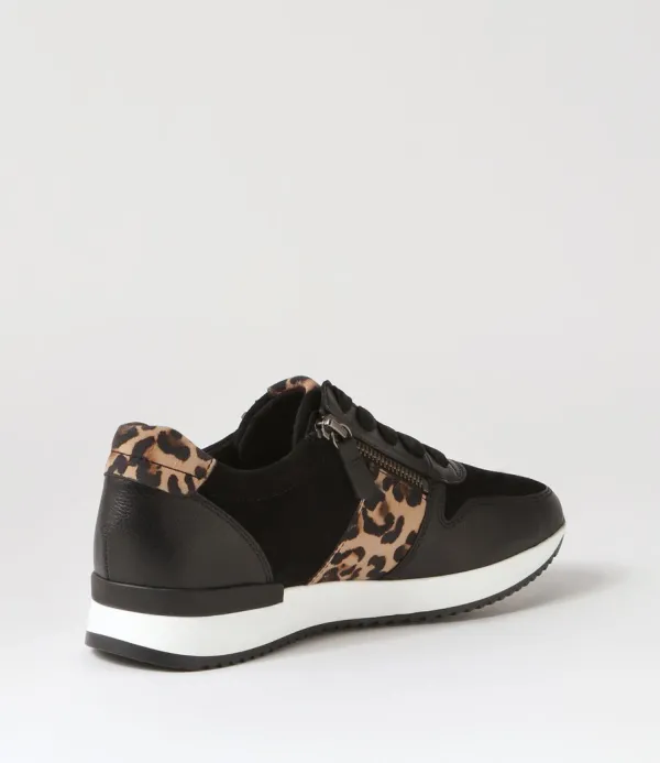 Women GABOR Madison Black Leather Sneakers