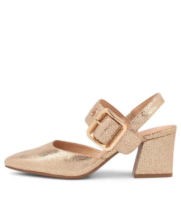 Women DJANGO & JULIETTE Magaly Champagne Speckle Leather Heels