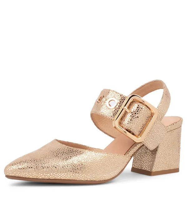 Women DJANGO & JULIETTE Magaly Champagne Speckle Leather Heels
