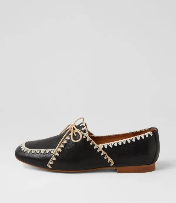 Women TOP END Maire Black Natural Leather Mary Janes