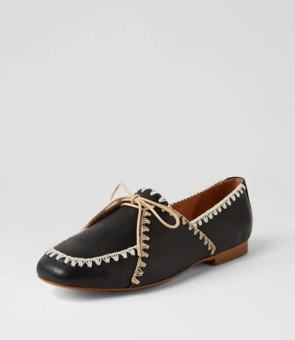 Women TOP END Maire Black Natural Leather Mary Janes