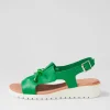 Women DJANGO & JULIETTE Malika Bright Emerald White Leather Sandals
