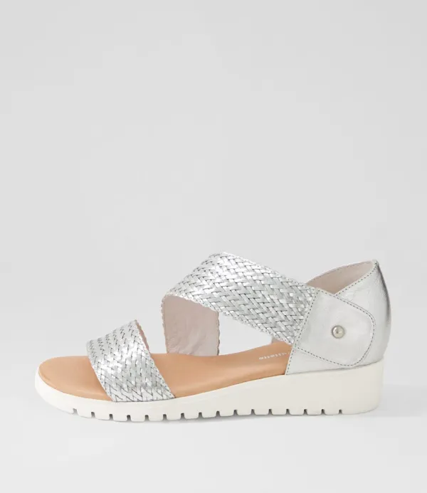 Women DJANGO & JULIETTE Malkie Silver Weave Leather Sandals