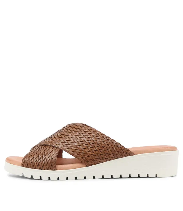 Women DJANGO & JULIETTE Manal Dark Tan Weave Slides