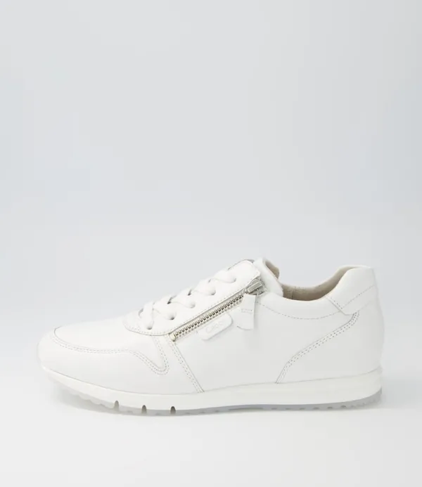 Women GABOR Manel Weiss Leather Sneakers
