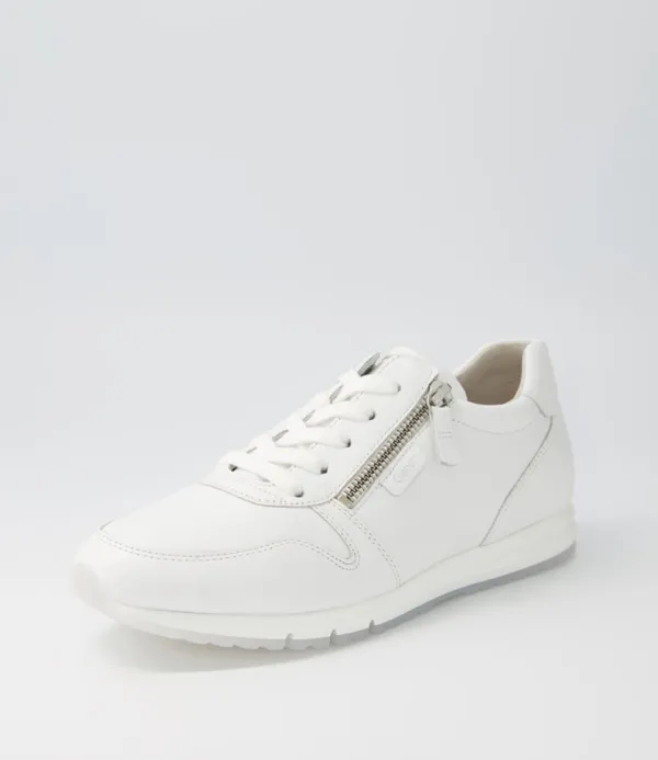 Women GABOR Manel Weiss Leather Sneakers