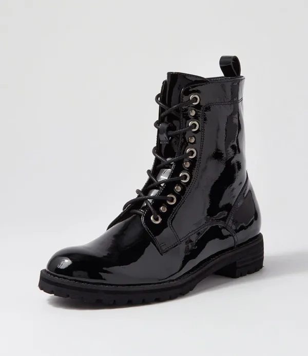 Women ZIERA Mangoes W Black Patent Leather Ankle Boots