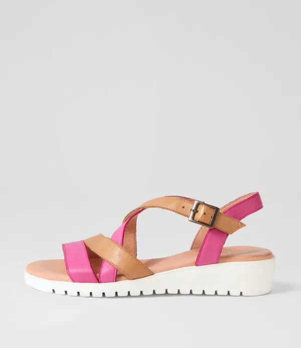 Women DJANGO & JULIETTE Matedy Fuchsia Dark Tan Multi Sandals