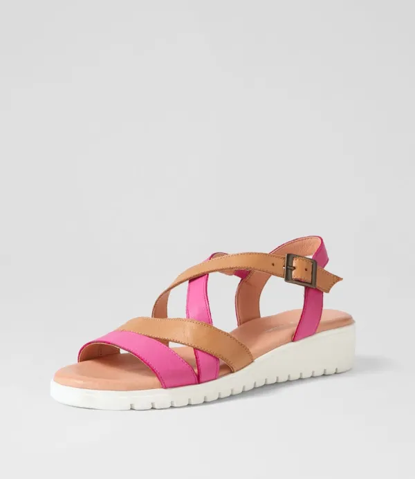 Women DJANGO & JULIETTE Matedy Fuchsia Dark Tan Multi Sandals