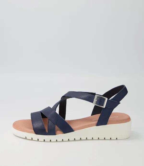 Women DJANGO & JULIETTE Matedy Navy Leather Sandals