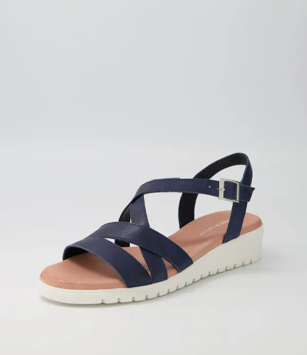 Women DJANGO & JULIETTE Matedy Navy Leather Sandals