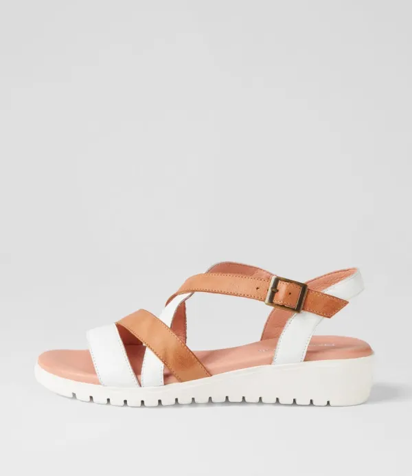 Women DJANGO & JULIETTE Matedy White Dark Tan Multi Sandals