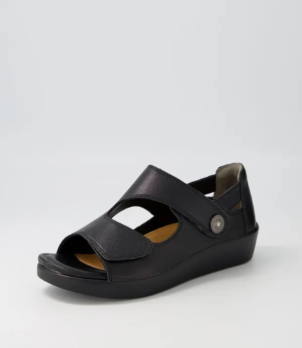 Women ZIERA Matillda W Black Leather Sandals