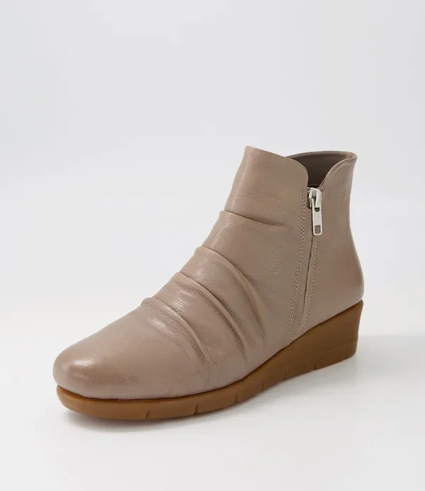 Women SUPERSOFT Maxie Taupe Leather Ankle Boots