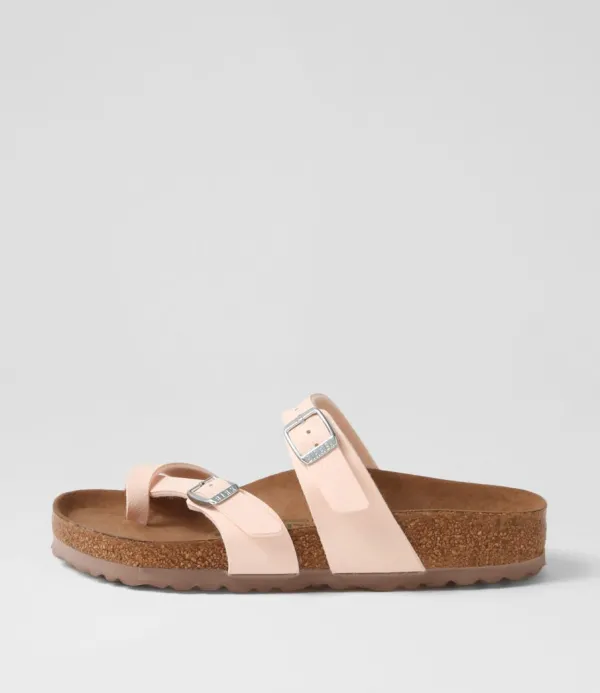 Women BIRKENSTOCK Mayari Earthy Vegan Light Rose Birkibuc Slides