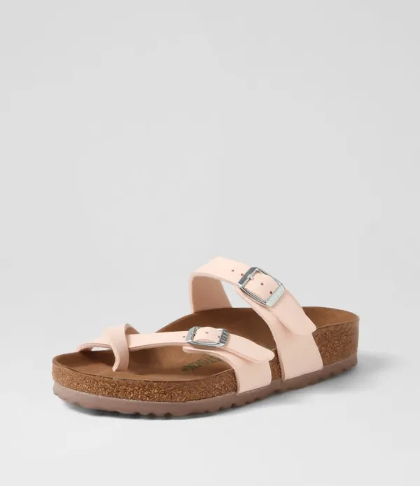 Women BIRKENSTOCK Mayari Earthy Vegan Light Rose Birkibuc Slides