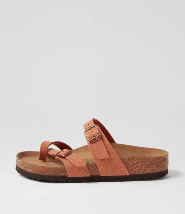 Women BIRKENSTOCK Mayari Earthy Vegan Pecan Birkibuc Slides