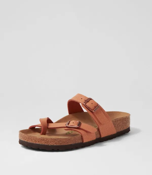 Women BIRKENSTOCK Mayari Earthy Vegan Pecan Birkibuc Slides
