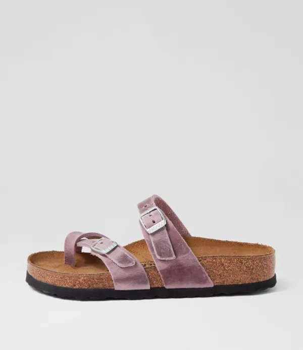 Women BIRKENSTOCK Mayari Lavender Oiled Leather Slides