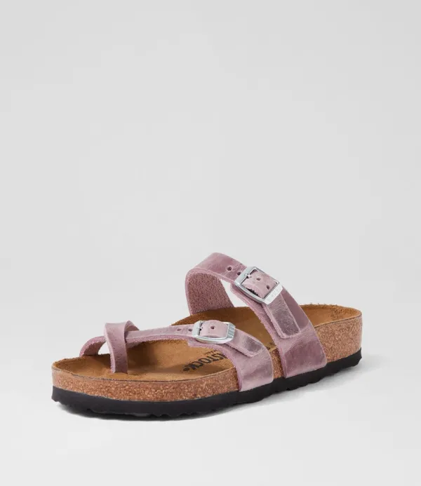 Women BIRKENSTOCK Mayari Lavender Oiled Leather Slides
