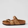 Women BIRKENSTOCK Mayari Tobacco Brown Oiled Leather Slides