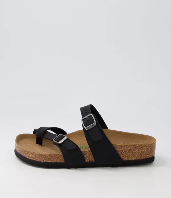 Women BIRKENSTOCK Mayari Vegan Black Burkibuc Slides