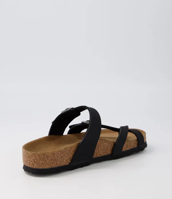 Women BIRKENSTOCK Mayari Vegan Black Burkibuc Slides