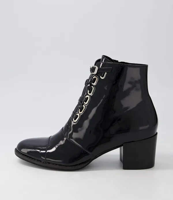 Women DJANGO & JULIETTE Mclain Black Patent Leather Lace Up Boots