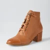 Women DJANGO & JULIETTE Mclain Cognac Leather Lace Up Boots