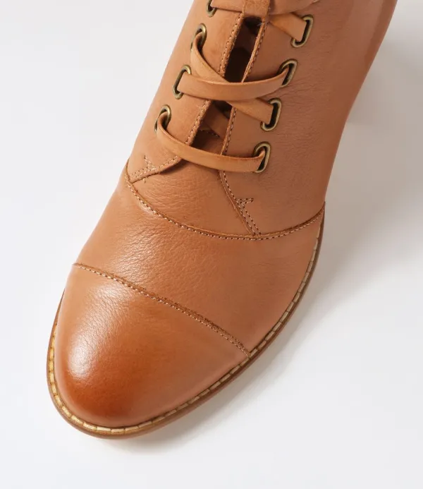 Women DJANGO & JULIETTE Mclain Cognac Leather Lace Up Boots