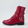 Women DJANGO & JULIETTE Mekhi Dark Red Patent Leather Lace Up Boots