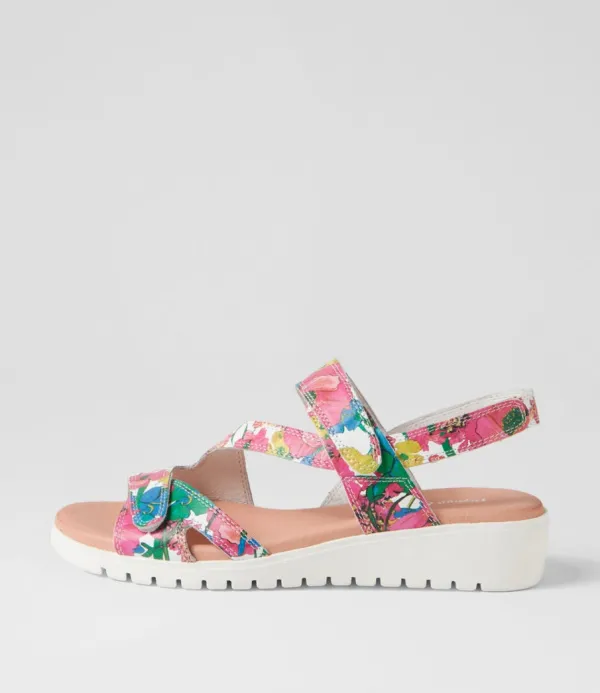 Women DJANGO & JULIETTE Melany White Flowermania Leather Slides