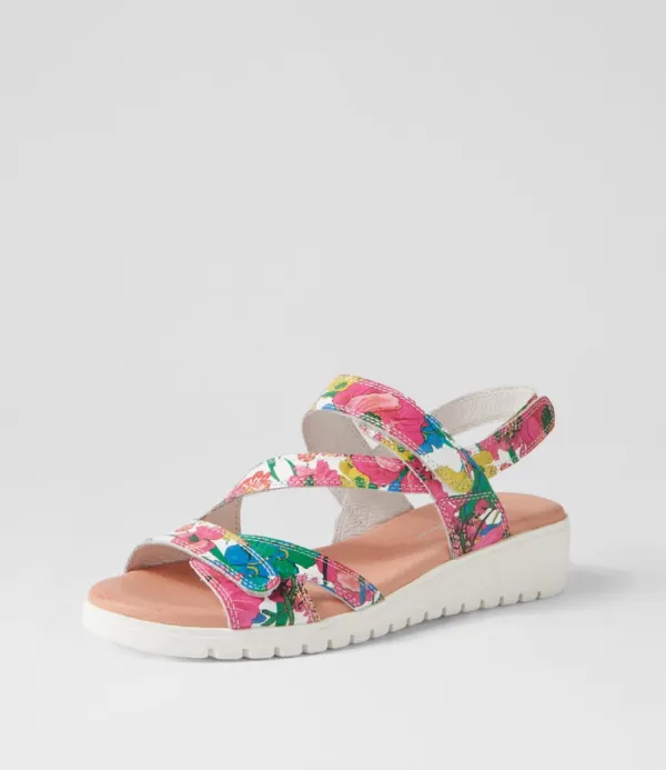 Women DJANGO & JULIETTE Melany White Flowermania Leather Slides