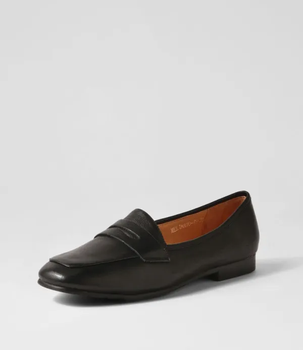 Women TOP END Melinato Black Leather Loafers