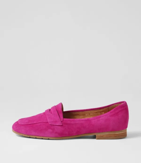 Women TOP END Melinato Fuchsia Suede Loafers