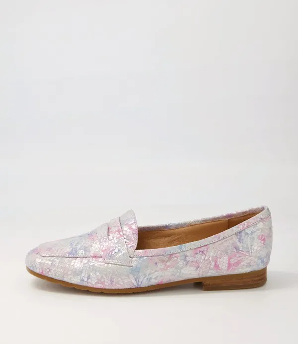 Women TOP END Melinato Pastel Print Leather Loafers