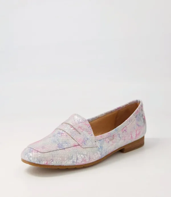 Women TOP END Melinato Pastel Print Leather Loafers
