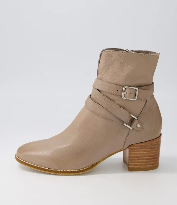 Women DJANGO & JULIETTE Melvine Taupe Leather Ankle Boots