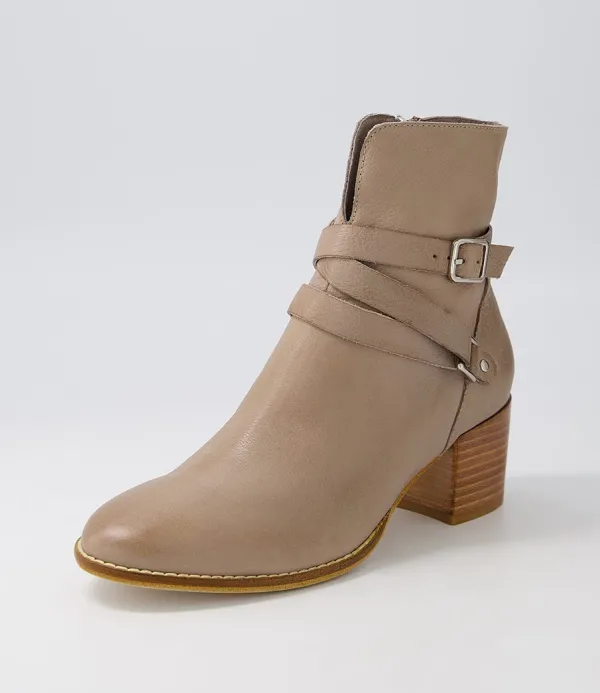 Women DJANGO & JULIETTE Melvine Taupe Leather Ankle Boots