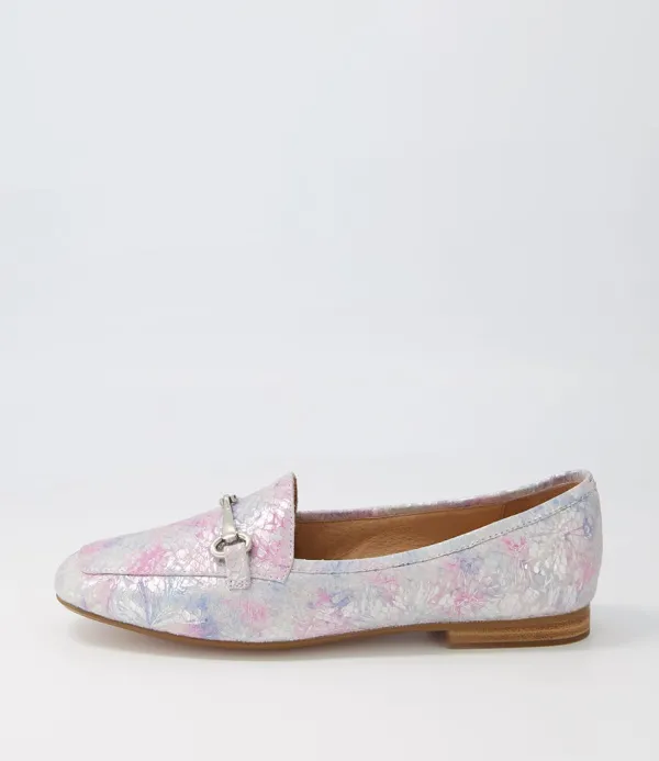 Women TOP END Mena Pastel Print Leather Loafers