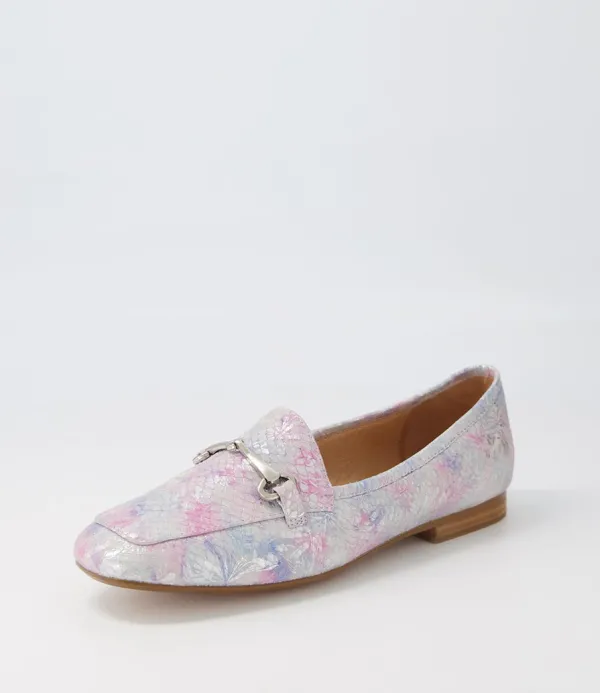 Women TOP END Mena Pastel Print Leather Loafers