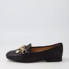 Women TOP END Mennat Black Leather Loafers