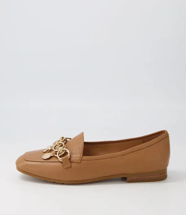 Women TOP END Mennat Dark Tan Leather Loafers